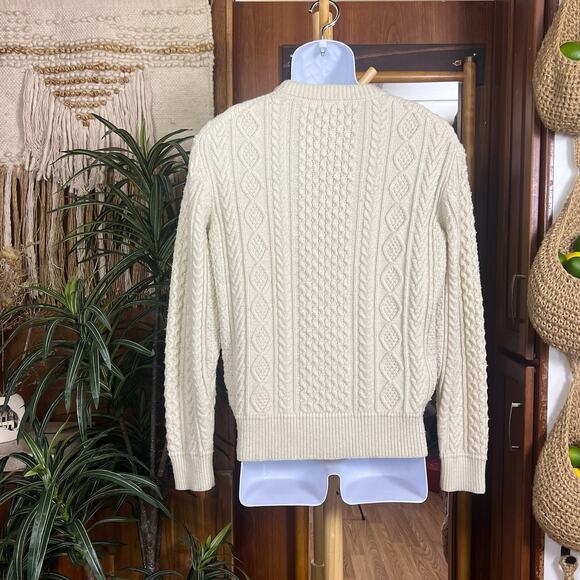 Uniqlo Cream Cable Knit Sweater M | Rory Gilmore Chunky Irish Fisherman Pullover - Picture 2 of 10